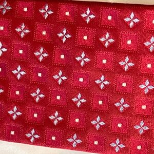 Hugo Boss Men's 100% Silk Tie- Red/ Silver & White